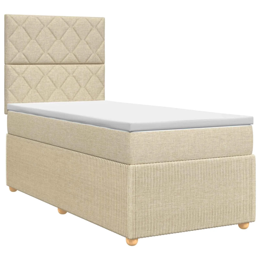 Letto box spring con materasso Crema 90 x 200 cm Tessuto 3454317