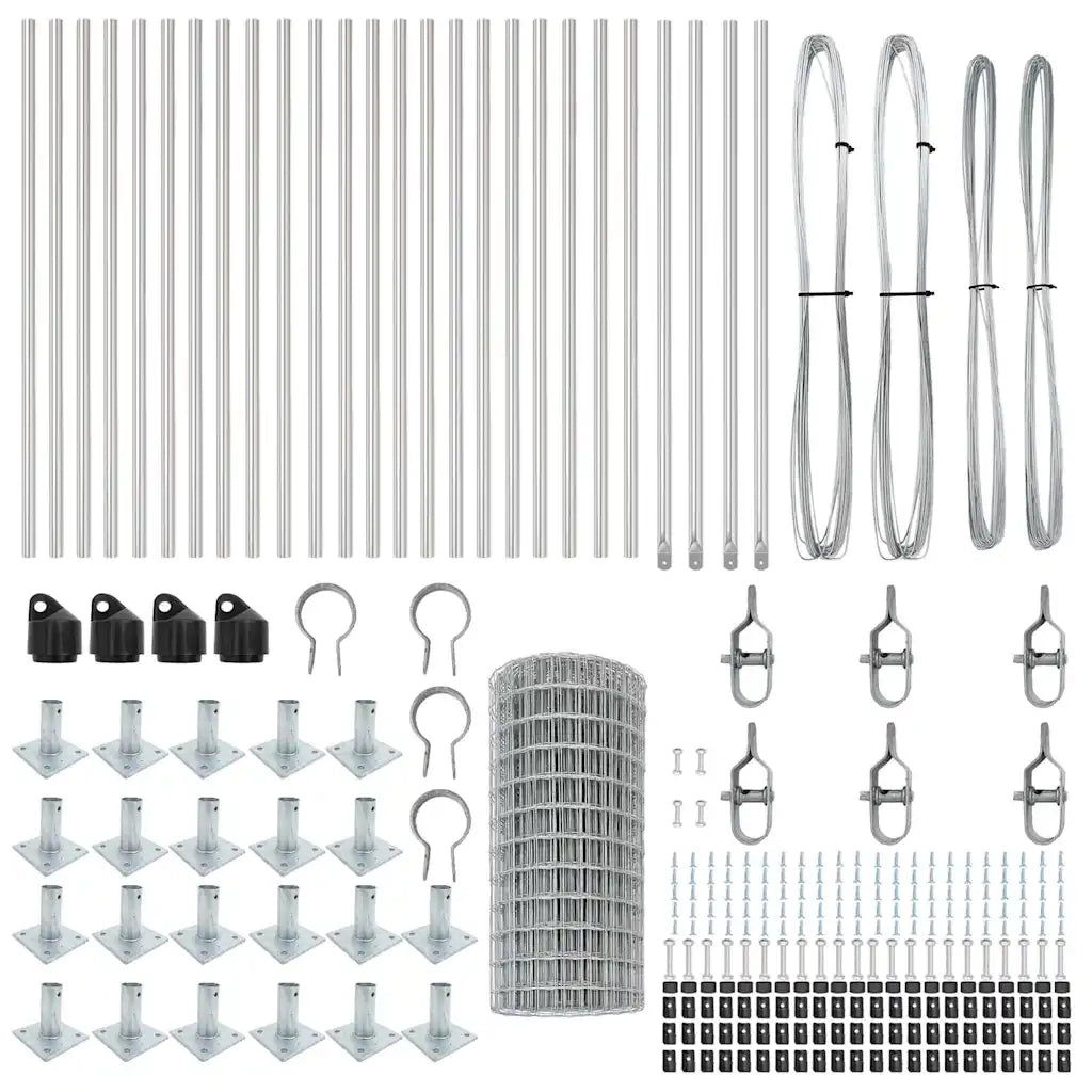 Recinzione da Giardino | Recinzione con Posto Argento 0,6 x 50 m Acciaio
