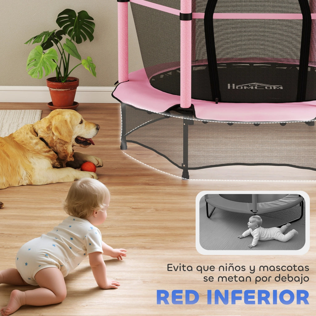 Trampolino per Bambini ?140 cm con Rete di Sicurezza ¨C Zephmum ¨C Rosa e Nero