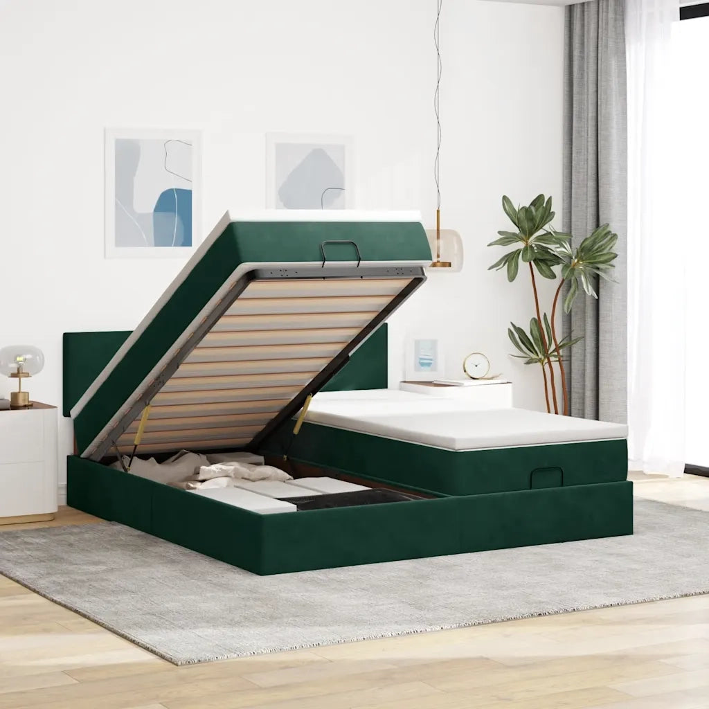 Struttura Letto Pouf con Materassi 200x200 cm Velluto 3312914