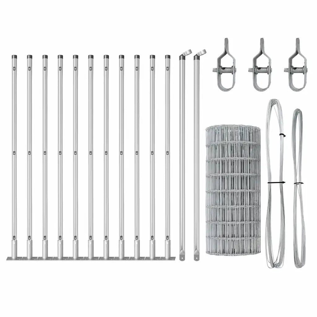 Recinzione da Giardino | Recinzione con Posto Argento 0,4 x 25 m Acciaio