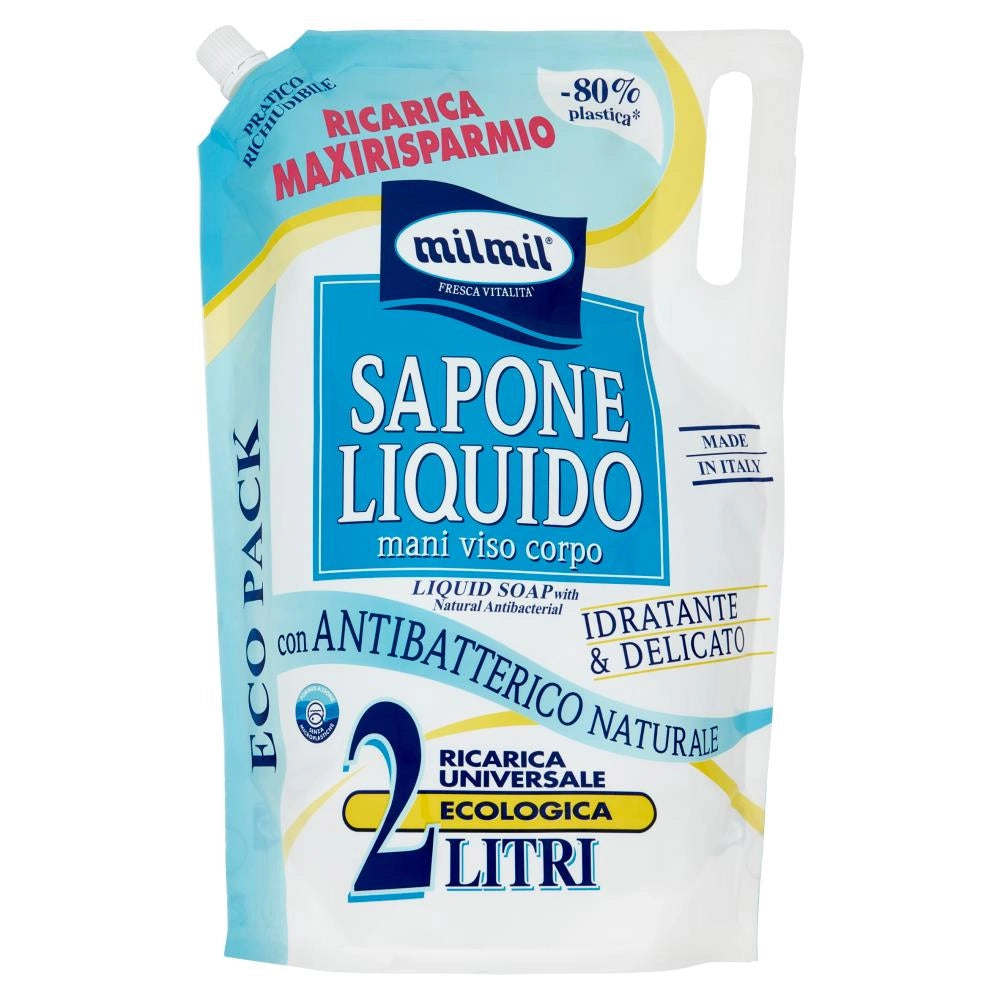 MILMIL SAPONE LIQUIDO ANTIBATTERICO NATURALE RICARICA MAXIRISPARMIO 2 LT
