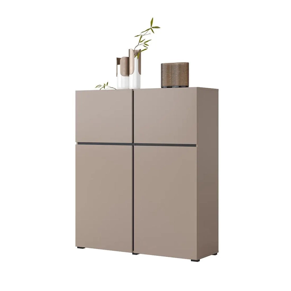 Buffet alto color beige e nero L120xH140xP40 collezione HAVANA. Credenza alta di design con 4 porte.