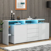 SIDEBOARD Contenitore 160x35x70 cm Bianco con LED e 4 cassetti