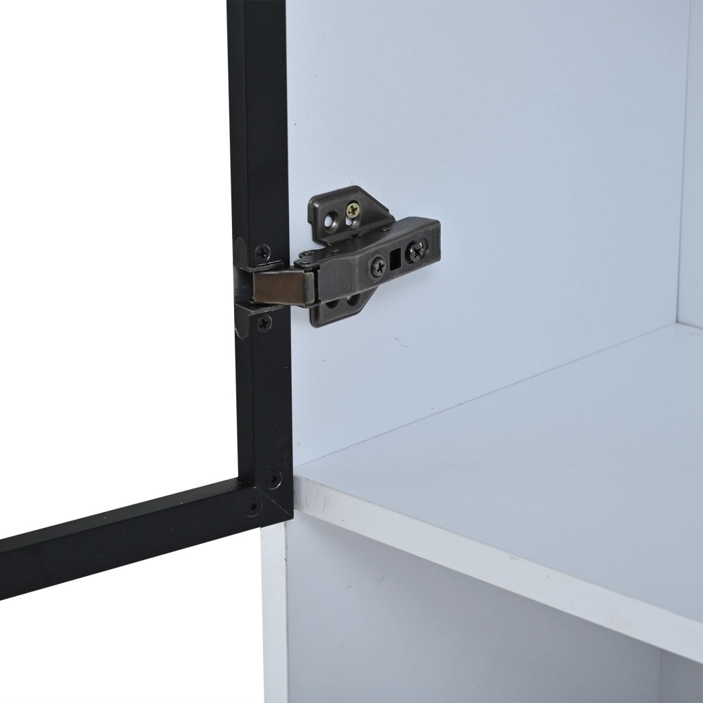 Vetrina moderna in legno truciolare con porte in vetro, LED regolabile, 80x30x200 cm, bianca