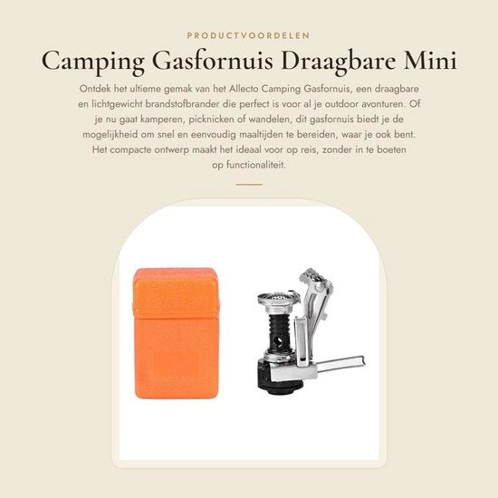 Fornuis a Gas Portatile Leggero - Fornuis a Gas per Campeggio - Mini Fornuis a Gas - Fornuis Esterno - Ideale per Pic-Nic e Escursioni - Progettato per essere Compattabile - Fornuis da Campeggio Portatile