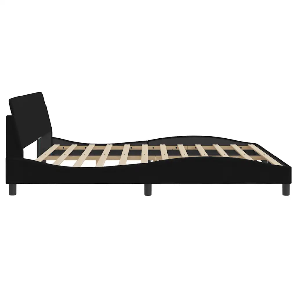 Letto matrimoniale | Letto per adulti | Giroletto Dover Nero 200x200 cm in Velluto