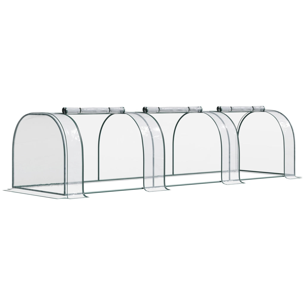 Serra in alluminio con porta, 350 x 100 x 80 cm, PVC trasparente per coltivazione di piante e cassone freddo, robusto telaio in acciaio, verde