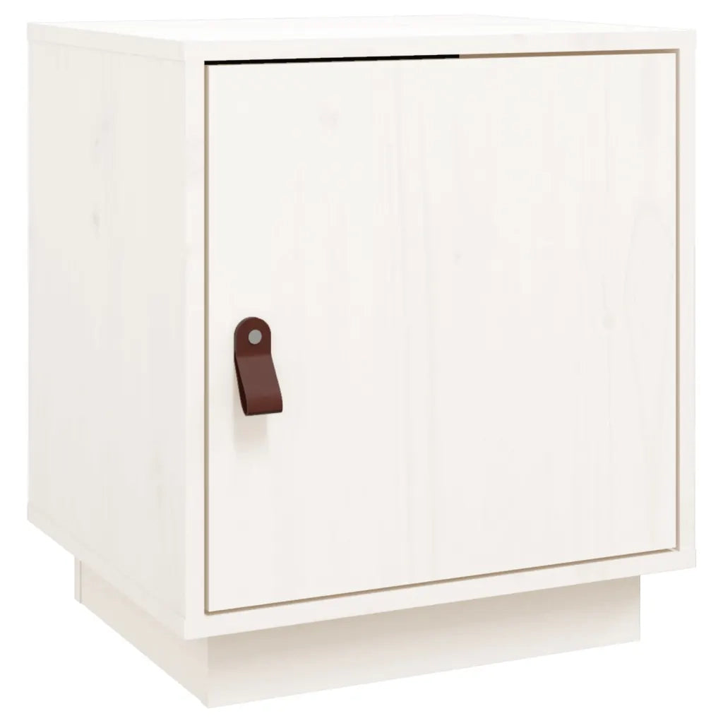 Comodino | Armadio da Notte | Mobiletto da notte Bianco 40x34x45 cm in Legno Massello di Pino