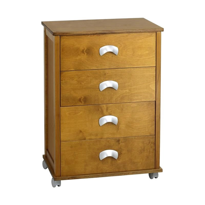 CASSETTIERA POKER PLUS ROVERE IN FAGGIO BASE INFERIORE MULTISTRATO DI BETULLA 4 CASSETTI RUOTE IN PLASTICA GOMMATA