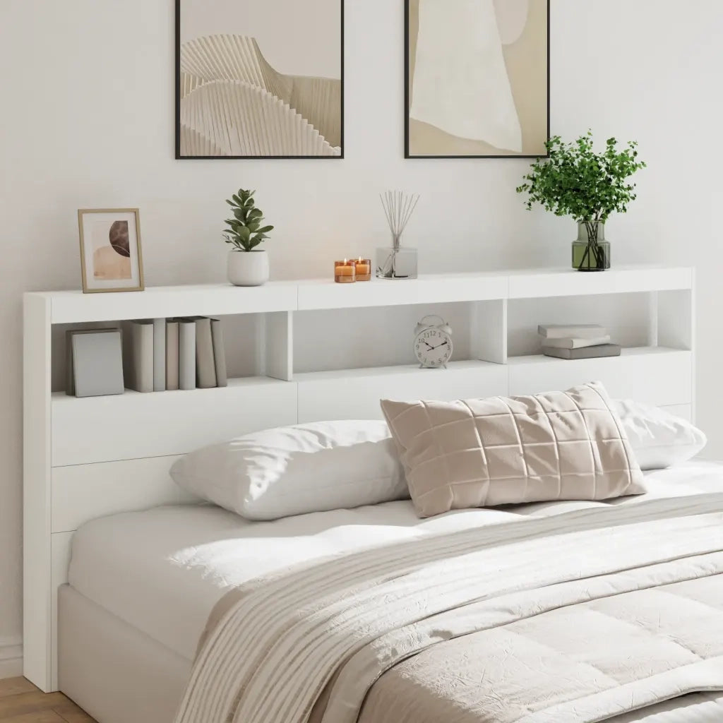 Testiera | Testata con Contenitore a LED Bianca 220x17x102 cm