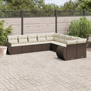 Set Divani da Giardino 10pz con Cuscini in Polyrattan Marrone 3254250