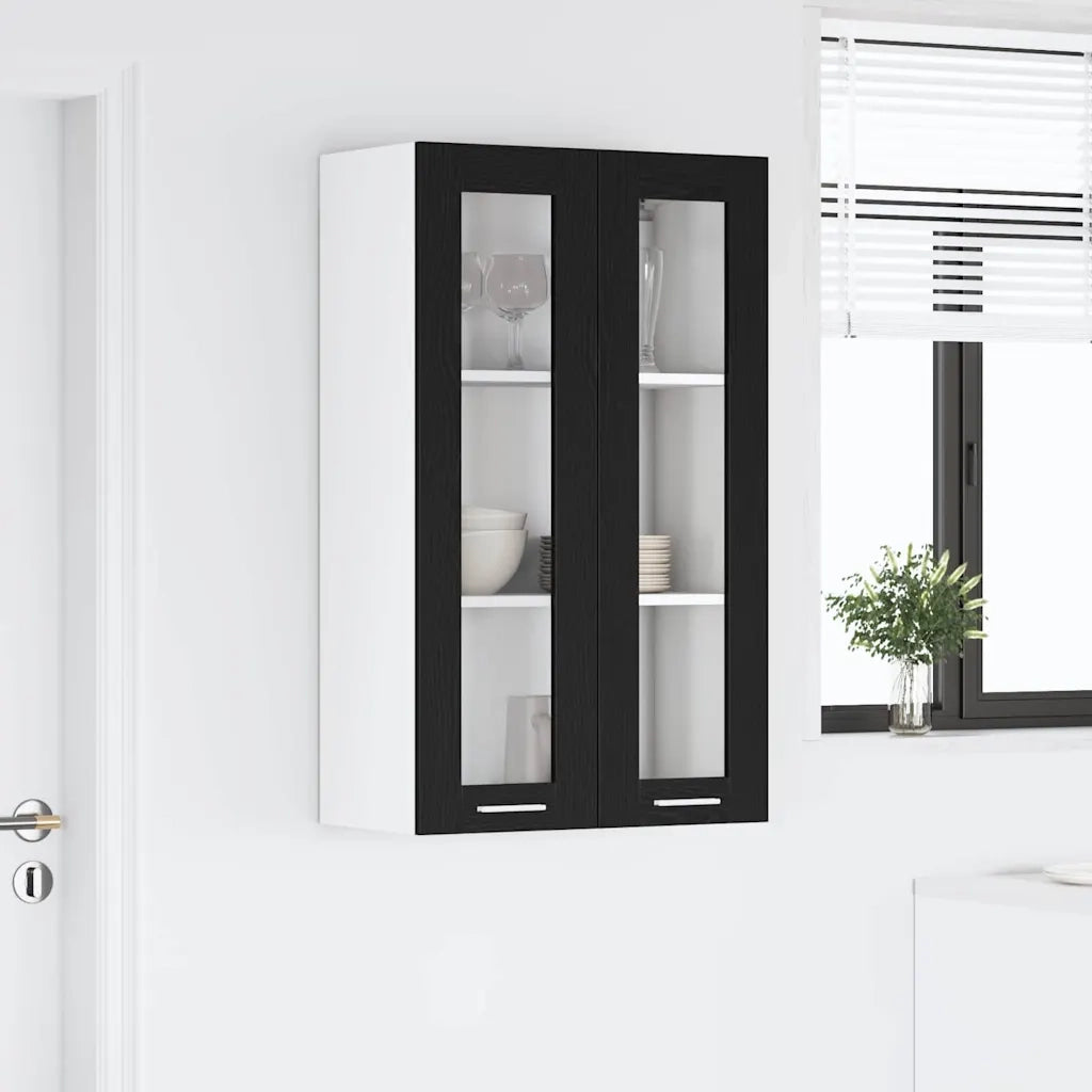 Armadio pensile | Mobile da Cucina con porta Riga Rovere Nero 60 x 31 x 100 cm