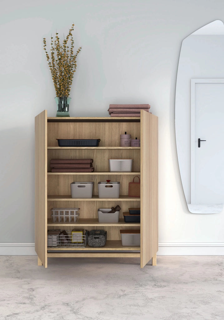 Scarpiera Herdasa effetto rovere dorato ante stampa doghe 112x90x27