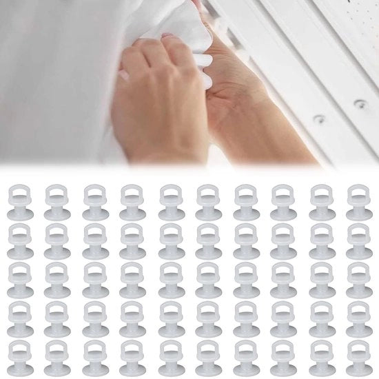 Haken per tenda a scomparsa 50 pezzi - Haken per tenda/Guidare per tenda - Plastica - Bianco - Nano-plastica - Haken per tenda per anelli/Rail