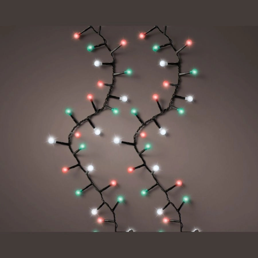 CATENA LUMINOSA LED CILIEGIA MULTICOLORE 8 FUNZIONI 11 M