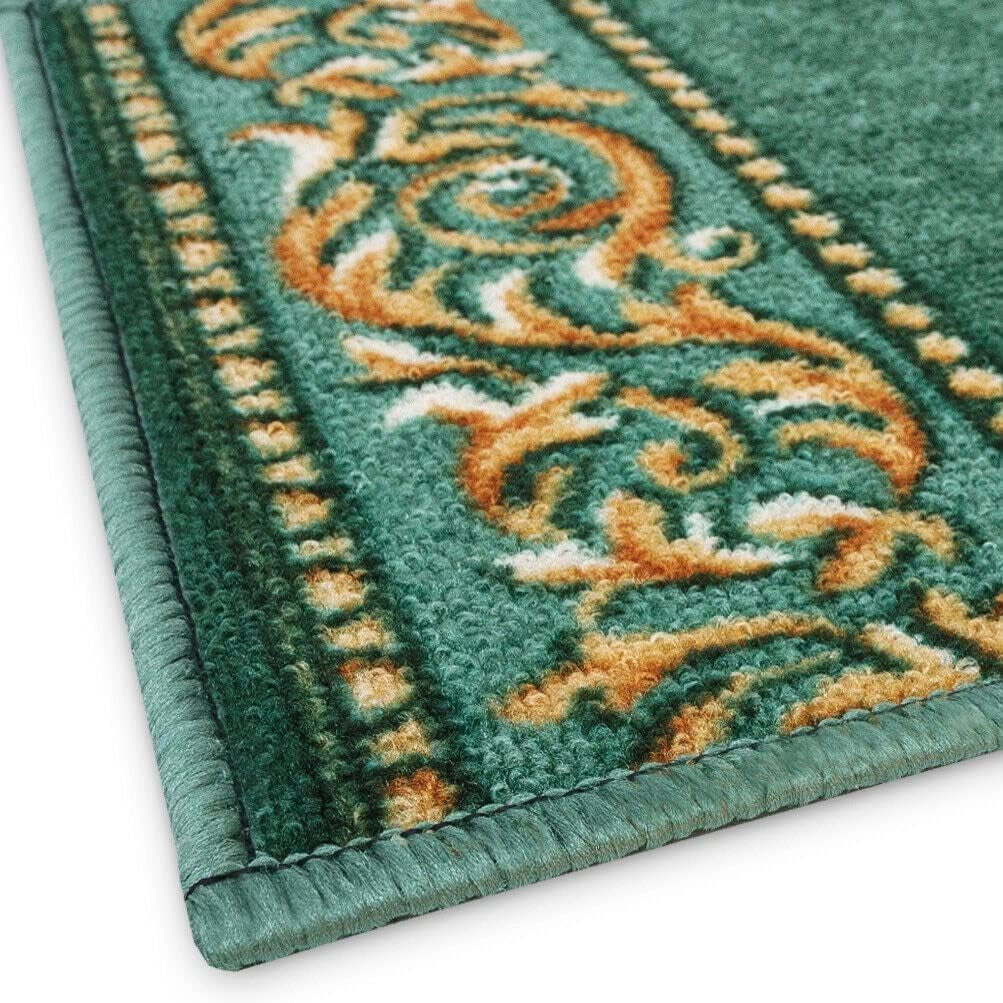 Passatoia Scala Bordata 67x180 cm Ingresso Corridoio Tappeto Cucina Gradini Stile Barocco Verde