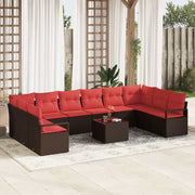 Set di divani con cuscino 11 pcs Marrone polyrattan 3346574
