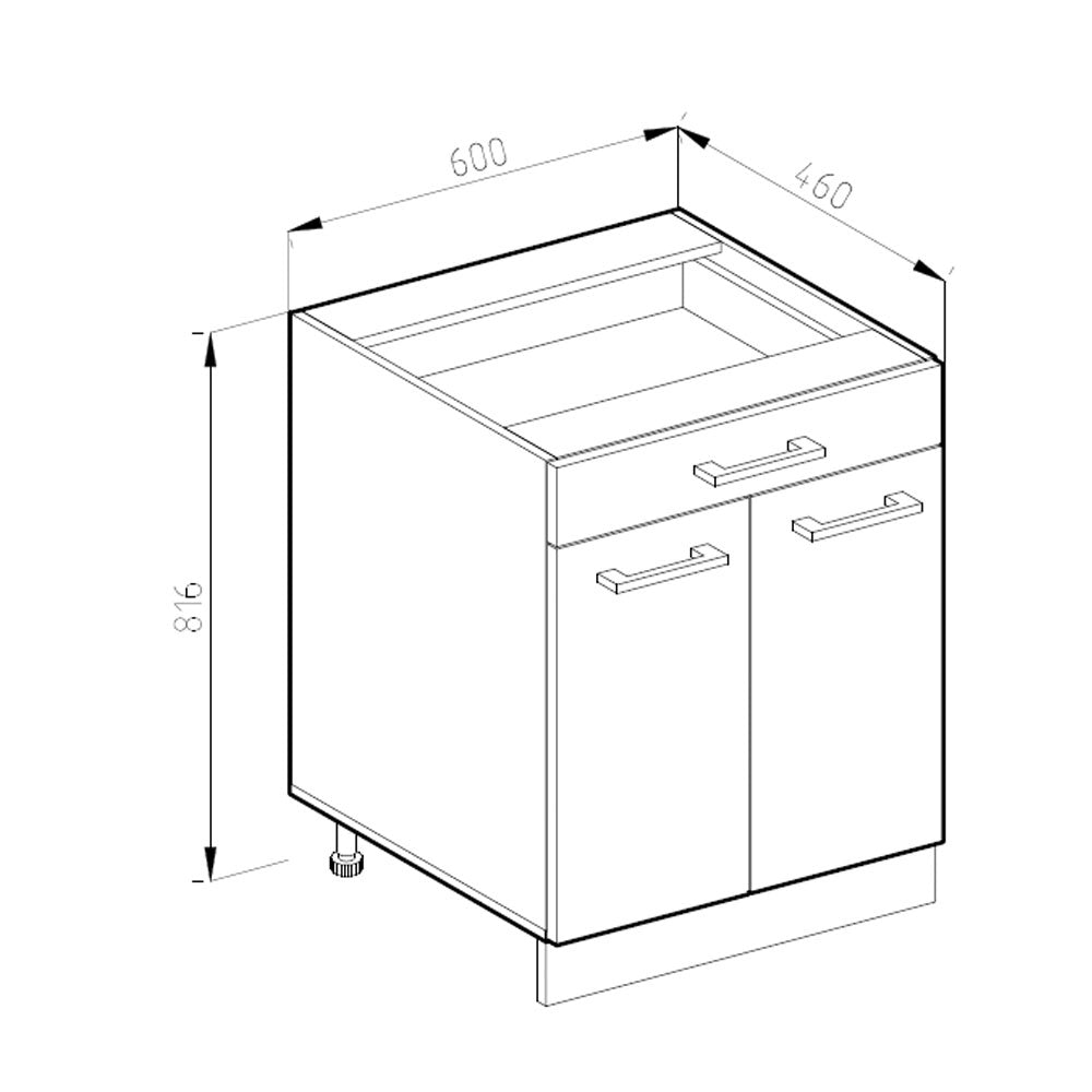 Vicco Base da cucina Quercia dorata 60 cm , PL Antracite