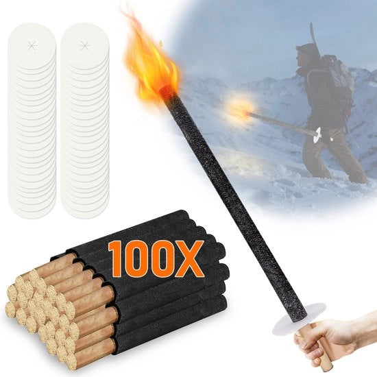 Pacco di economia 100x Fiammiferi 72cm - Fiammiferi per giardino con cattura gocce - Tempo di accensione 90 min - Lunghezza fiamma & Giardino