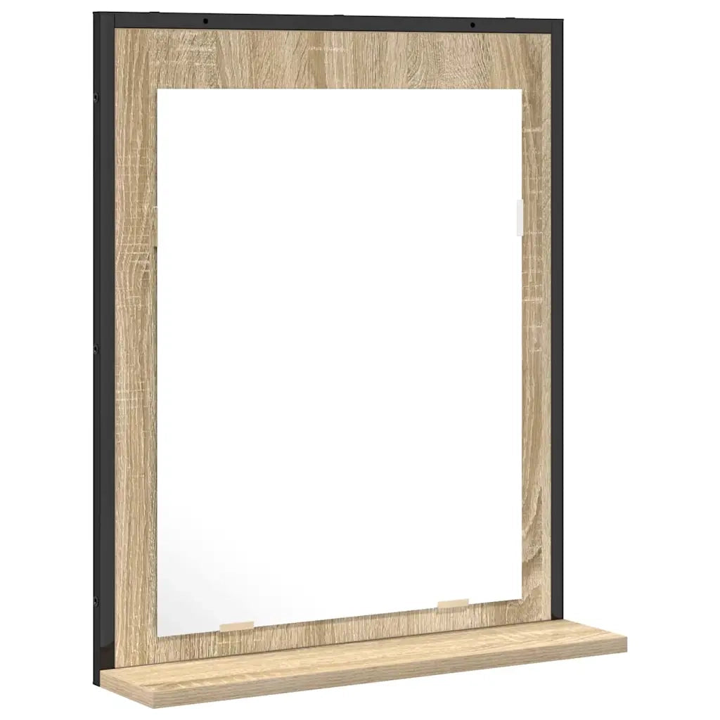 Specchio da Bagno | Specchio decorativo con lo scaffale Nero 50 x 12 x 60 cm