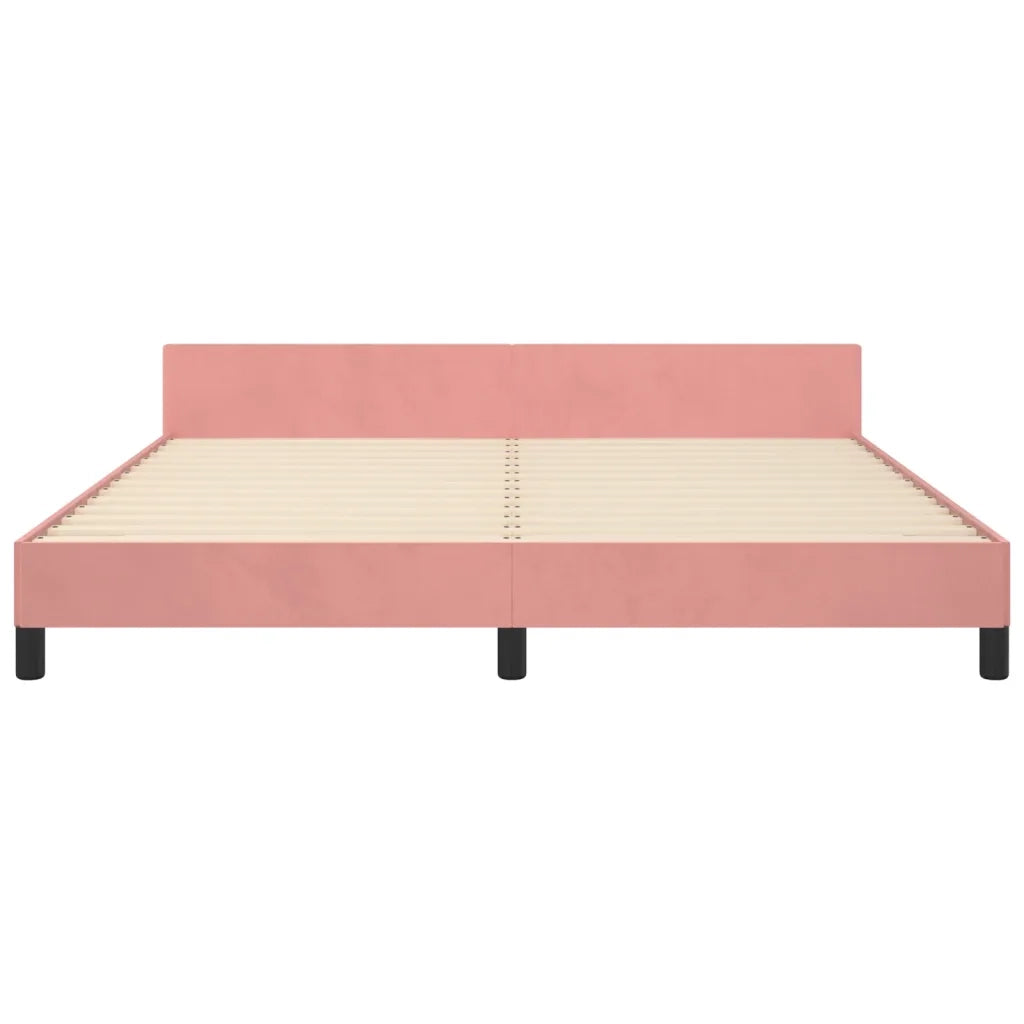 Letto matrimoniale | Letto per adulti | Giroletto con Testiera Rosa 160x200 cm in Velluto