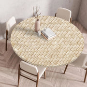 Tappeto da tavolo con bordo elastico, rotondo, pieghevole 3D stampato, lavabile rotondo per interni e esterni, lavabile, per cucina, sala da pranzo, tavoli da picnic, 100 cm, tessuto intrecciato