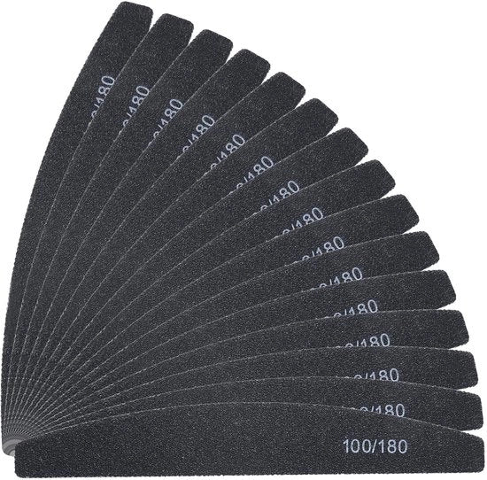 Set di Limette a Doppia Faccia 16 Pezzi - Limette a Doppia Faccia 100/180 - Manutenzione dei Fili da Unghia Professionale - Limette a Doppia Faccia di Alta Qualità - Adatta per Fili da Unghia delle Dita - Set di Limette a Doppia Faccia