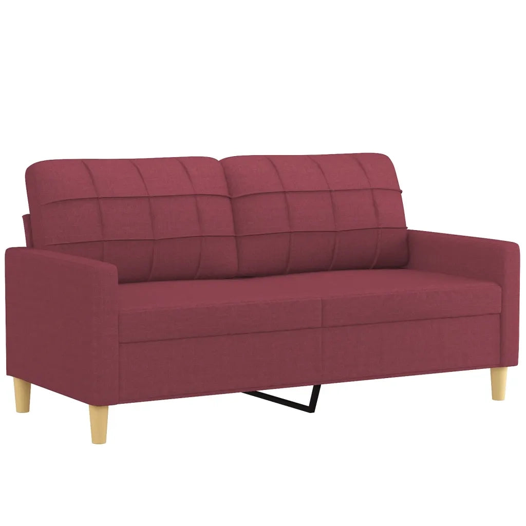 Divano a 2 Posti con Cuscini Rosso Vino 140 cm in Tessuto 3200788