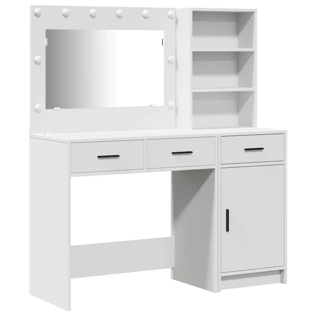 Toeletta | Tavolo da Trucco con cassetto 2 pz Bianco Legno multistrato