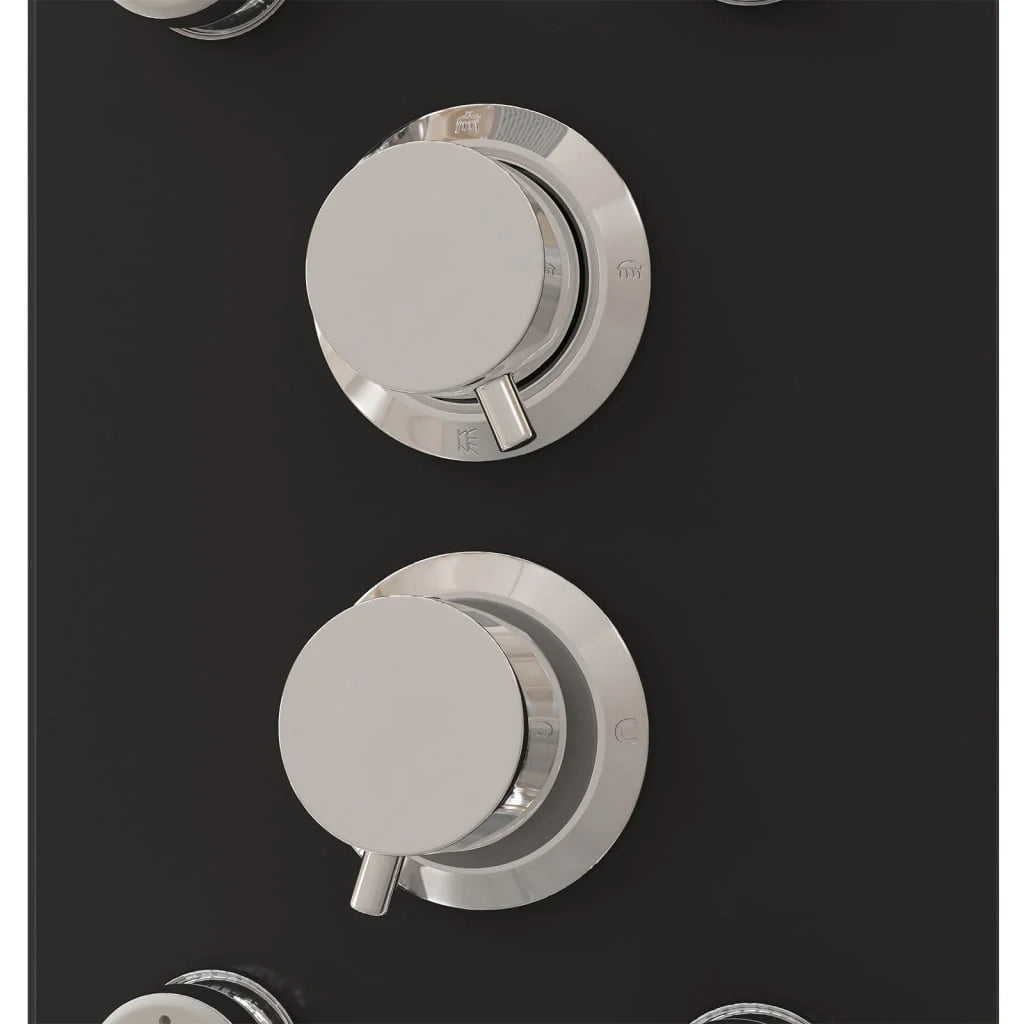Pannello doccia con soffione rubinetto vetro acciaio inox 130 cm nero 02_0003437