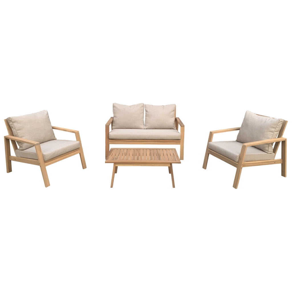 Set di mobili da giardino in acacia GILI 4 posti - cuscini sabbia