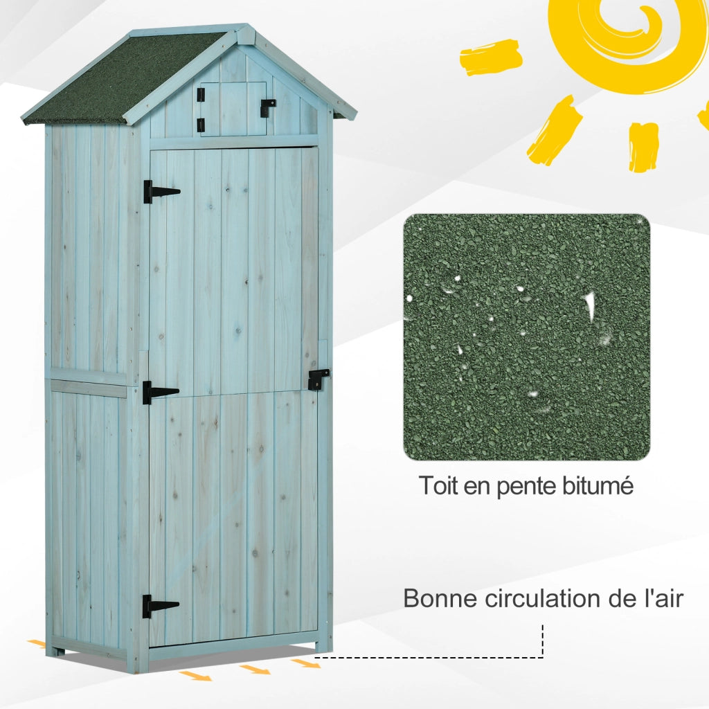 Armadio da giardino esterno ¨C Xylo ¨C legno massello sapin trattato blu 77x54x179cm