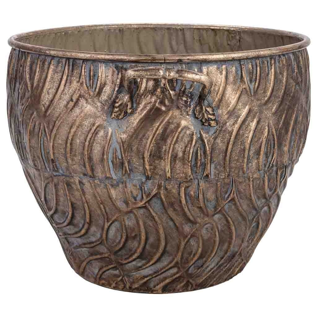 Vaso in metallo nero e oro 38x34x27h cm