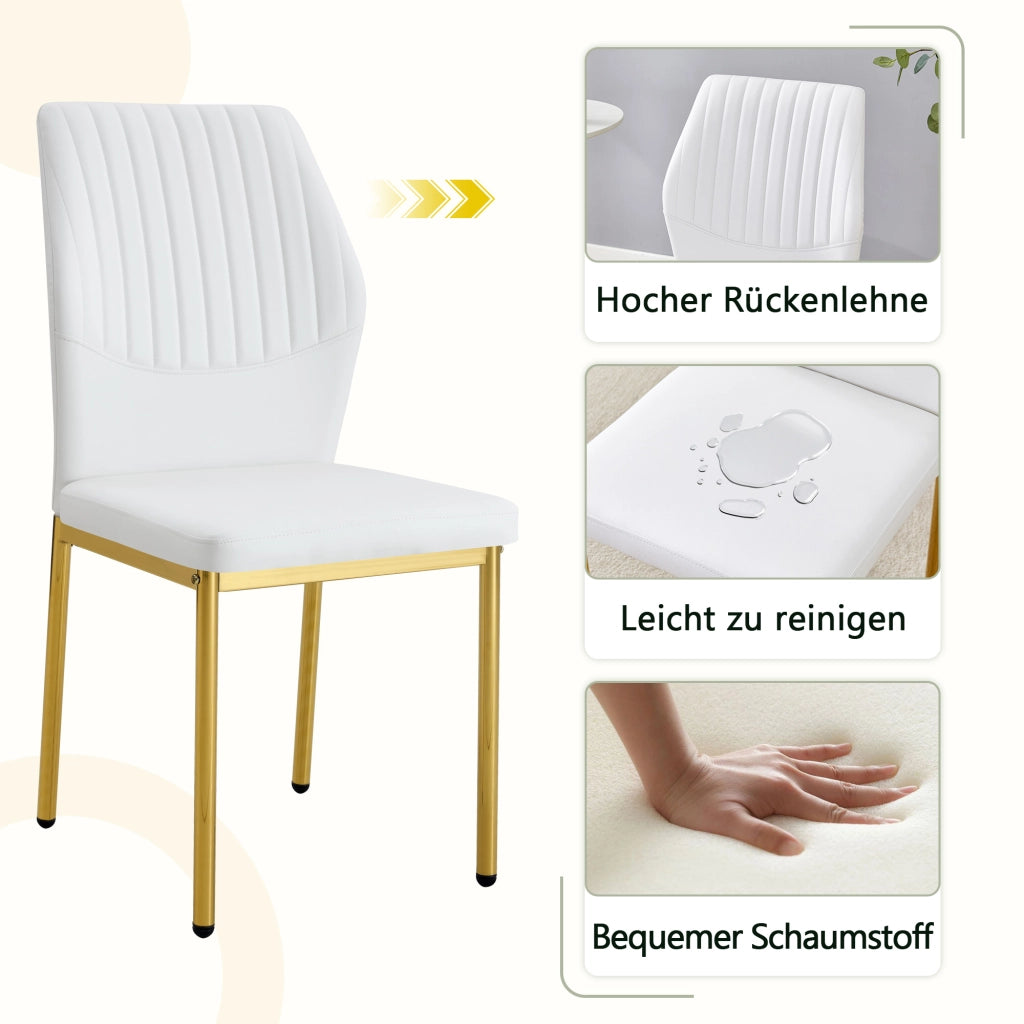 SEDIA da pranzo Set da 4 pezzi 93 cm Bianco/Oro PU