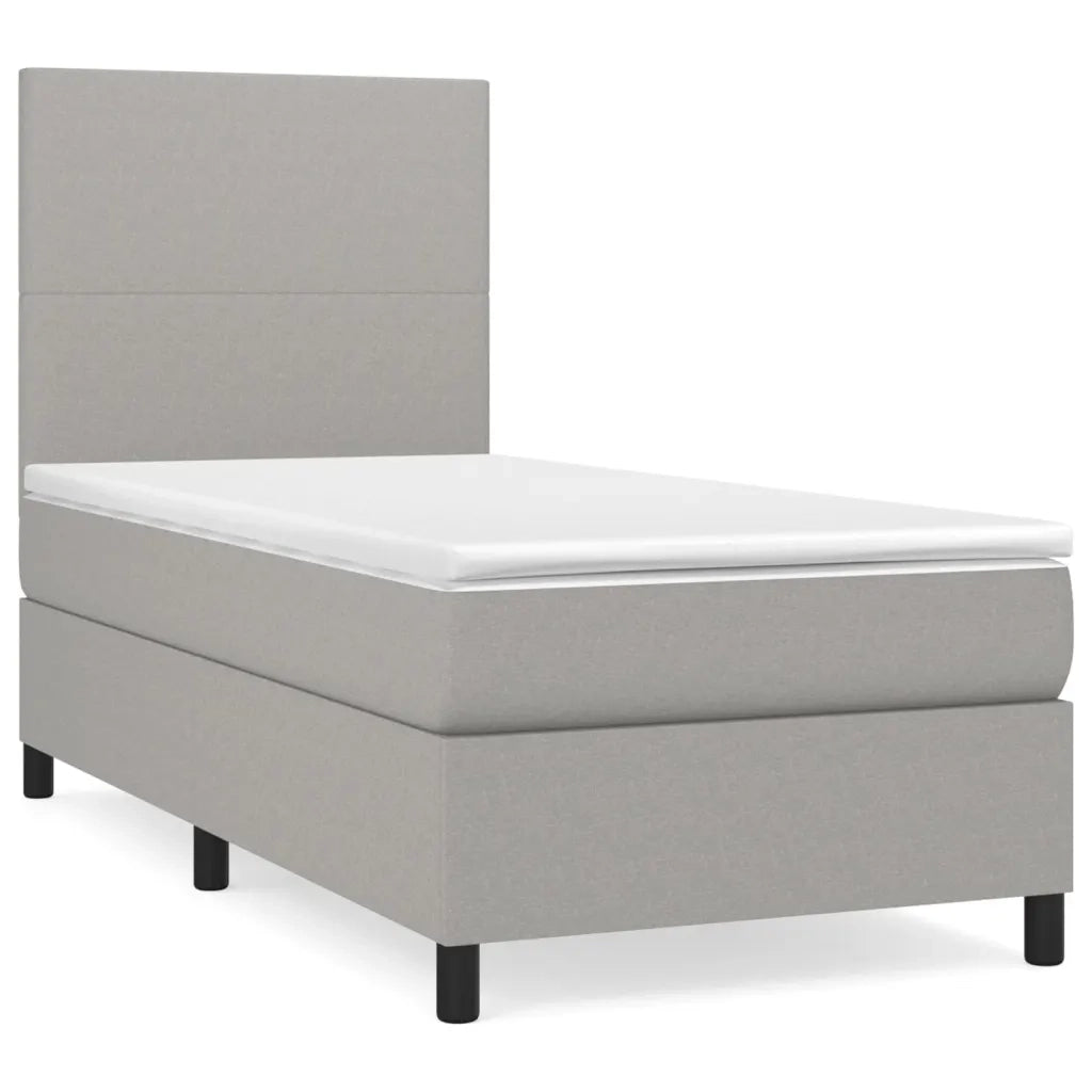 Letto singolo | Letto per adulti | Giroletto a Molle con Materasso Grigio Chiaro 80x200 cm Tessuto