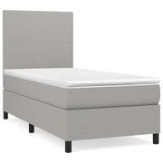 Letto singolo | Letto per adulti | Giroletto a Molle con Materasso Grigio Chiaro 80x200 cm Tessuto