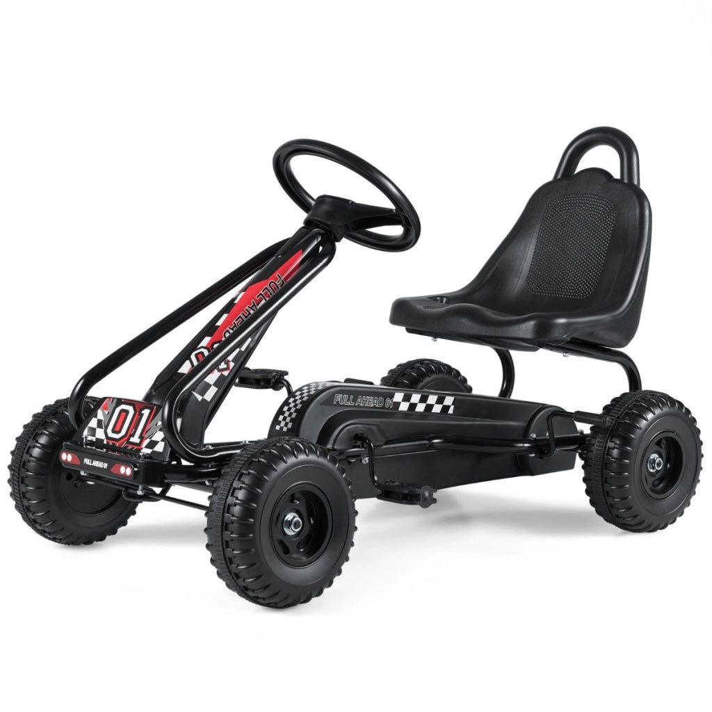 Go kart giocattolo con sedile regolabile e freno a mano stabile, Go kart a pedali robusti sicuri per bambini Nero-Go Kart