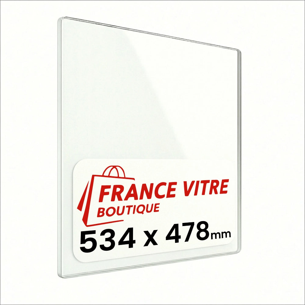 534 x 478 x 4 mm - Vetro per stufa a legna - vetro camino di ricambio - vetro per caminetto resistente al fuoco - France Vitre