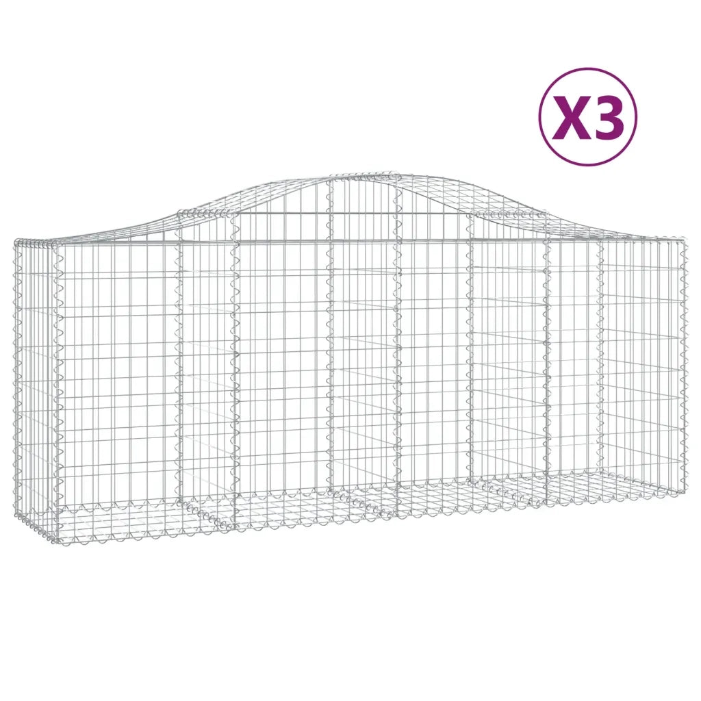 Cesti Gabbioni ad Arco 3 pz 200x50x80/100 cm Ferro Zincato