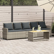 Divano da Giardino con Cuscini 5 Posti-Sofa da Giardino-Divano da esterno Grigio Chiaro Polyrattan
