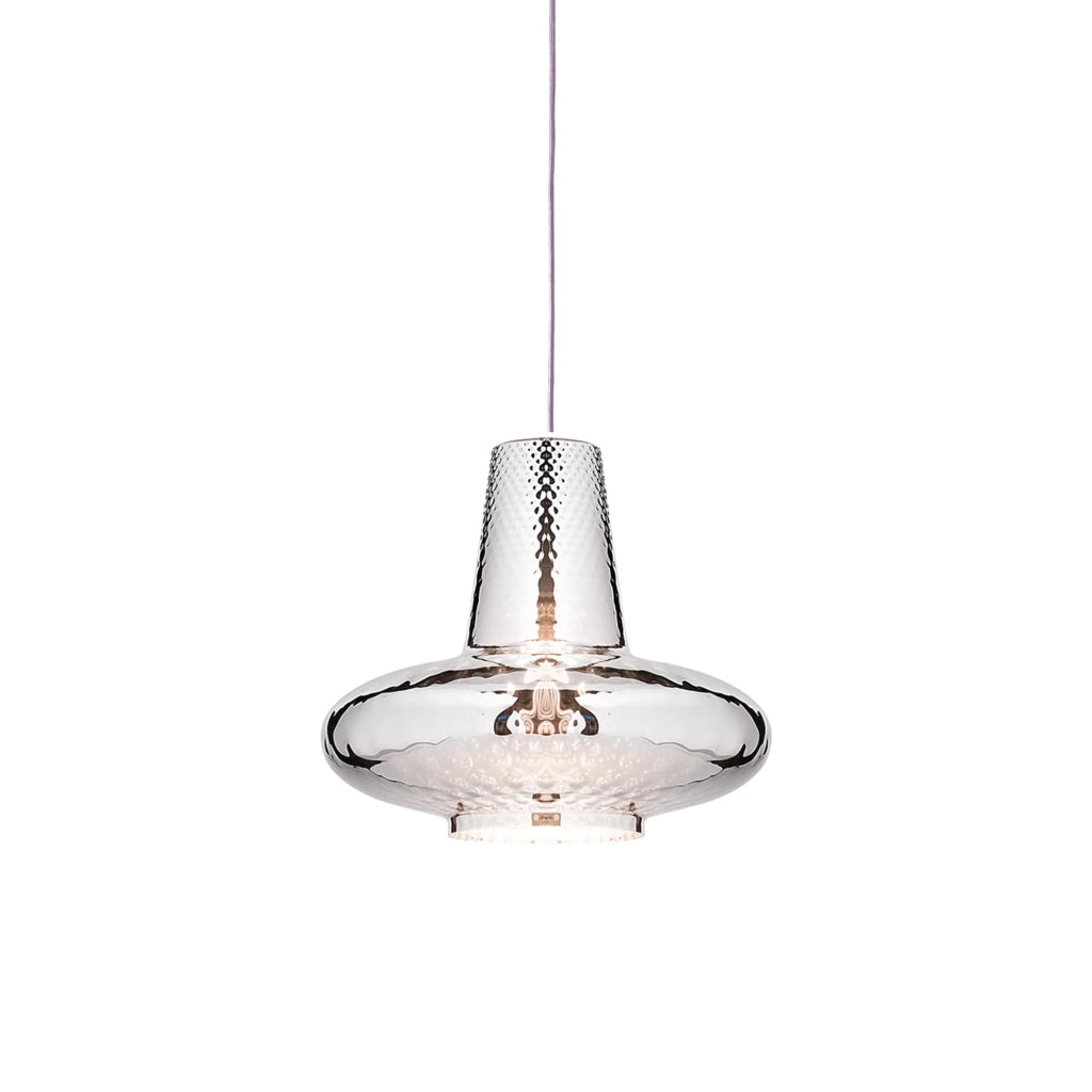 Giulietta sospensione ø.320x3150mm. 1xe27 70w hs-ip20-v.grigio, vtr.argento