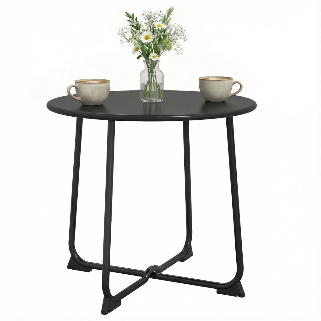 Tavolino da giardino rotondo ¨C Xylo ¨C Base a X in metallo nero ? 50 x 45,5 cm