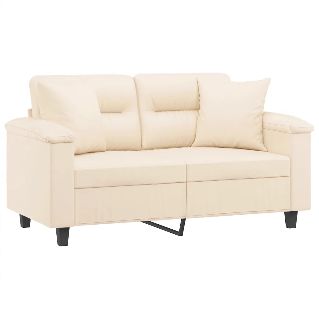 Divano a 2 Posti con Cuscini Beige 120 cm Tessuto Microfibra 3200970