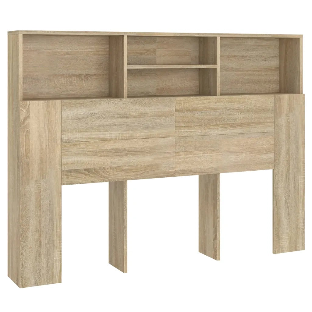 Mobiletto con testiera-Testiera con Contenitore in rovere Sonoma 140x19x103,5 cm