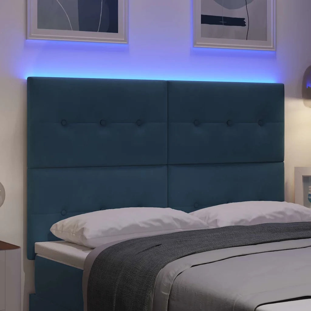 Testiera LED con strisce LED Blu 160 cm Velluto 3338447