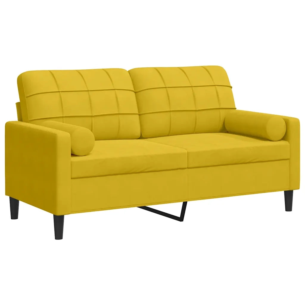 Divano a 2 Posti con Cuscini-Sofa 2 Posti con Cuscini Giallo 140 cm in Velluto 149483