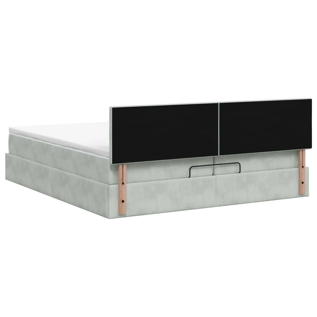 Letto Ottomano con Materasso e LED Grigio Chiaro 200 x 200 cm 3457161