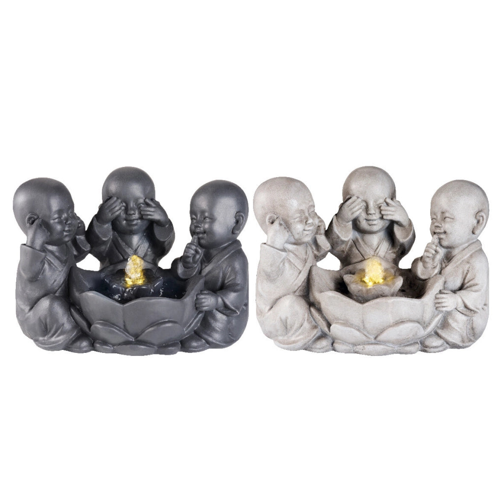 FONTANA CON PICCOLI MONACI 23X32XH21CM IN 2 COLORI
