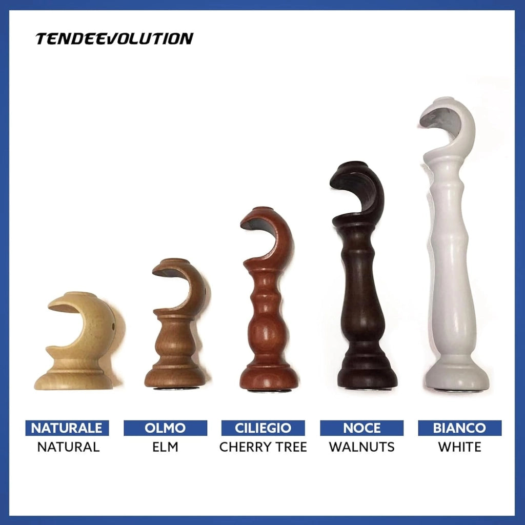 Coppia di Supporti per Bastone Tende in Legno, Diametro 35mm, Colore Naturale, Lunghezza 10cm, 100% Legno di Alta Qualità, Made in Italy